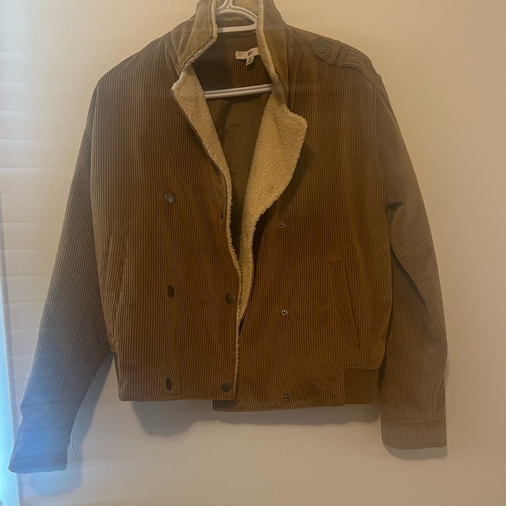 BP Brown Corduroy Bomber Jacket with Sherpa Lining